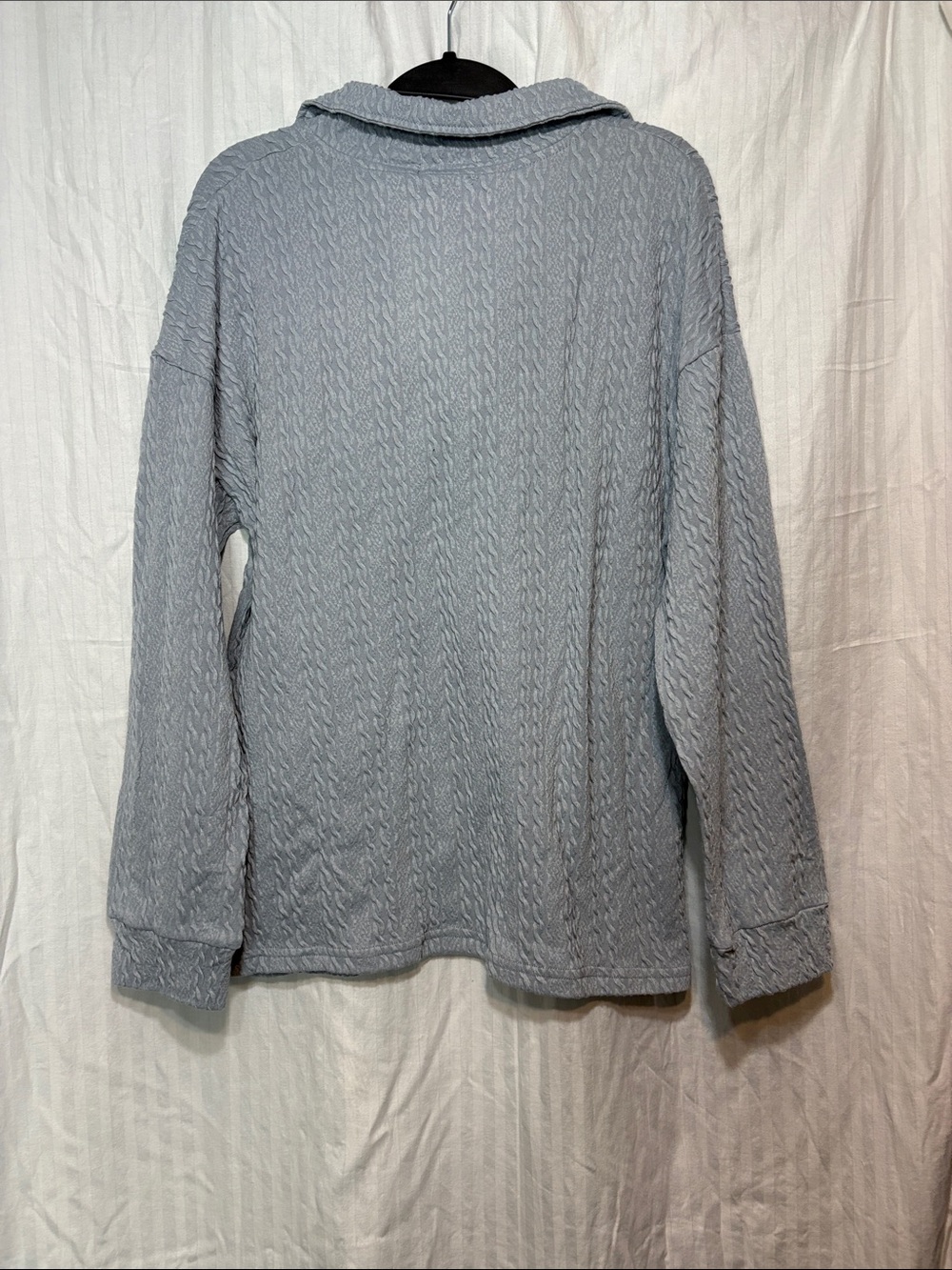 Light Gray Cable Knit Collared Pullover - Picture 5 of 5